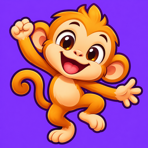 A joyful golden monkey dancing on violet
